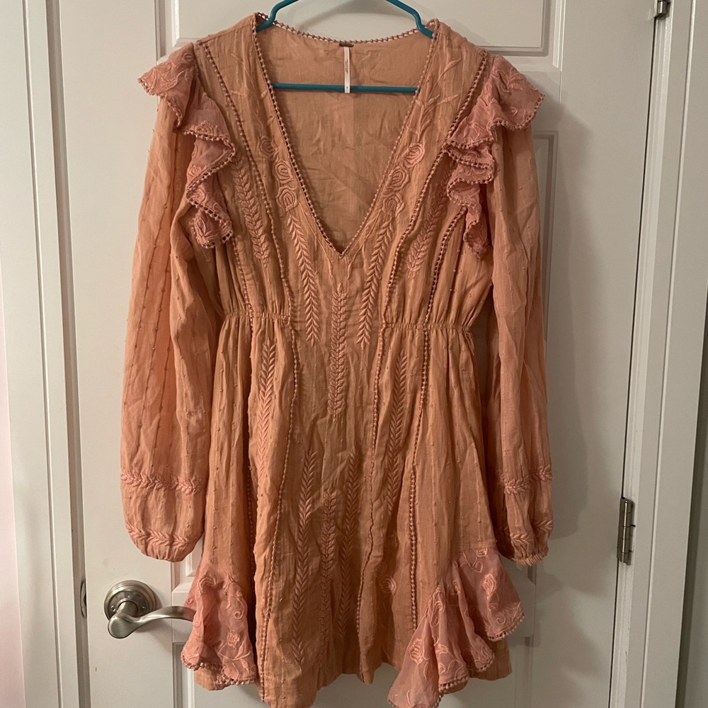 Free People Peach Ruffle Dress